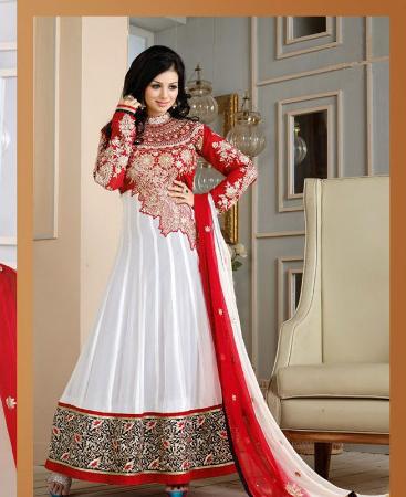Picture of Appealing Red & White Bollywood Salwar Kameez
