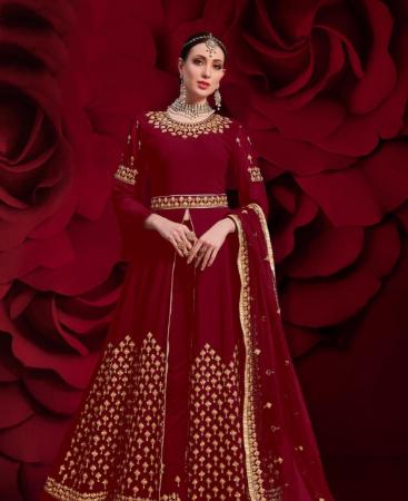 Picture of Stunning Maroon Anarkali Salwar Kameez