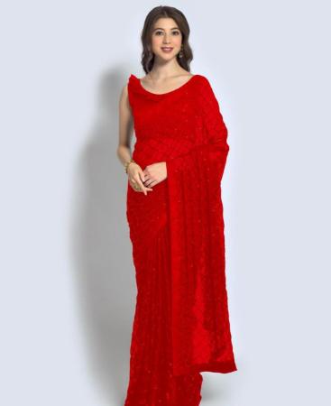 Picture of Pleasing Red Casual Saree