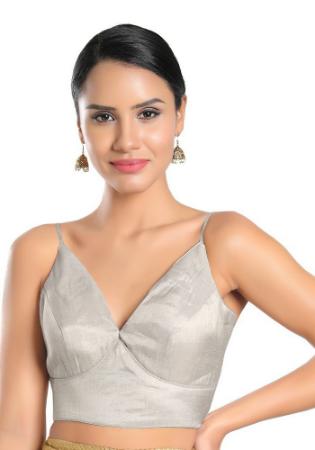 Picture of Magnificent Chiffon & Silk Silver Designer Blouse