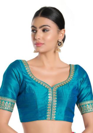 Picture of Wonderful Silk Light Steel Blue Designer Blouse