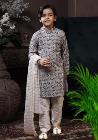 Picture of Alluring Cotton Light Slate Grey Kids Kurta Pyjama