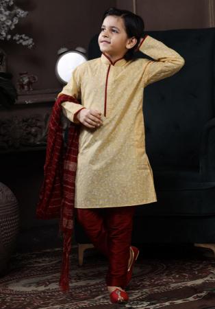 Picture of Classy Cotton Antique White Kids Kurta Pyjama