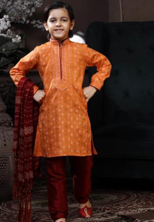 Picture of Elegant Cotton Chocolate Kids Kurta Pyjama