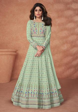 Picture of Georgette Dark Sea Green Anarkali Salwar Kameez