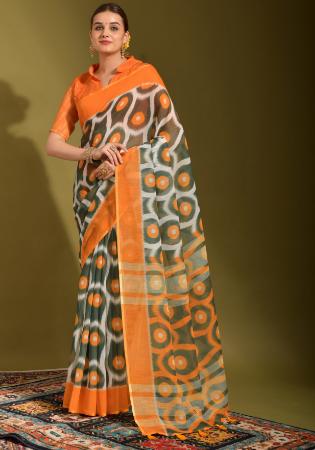 Picture of Magnificent Linen Grey Saree