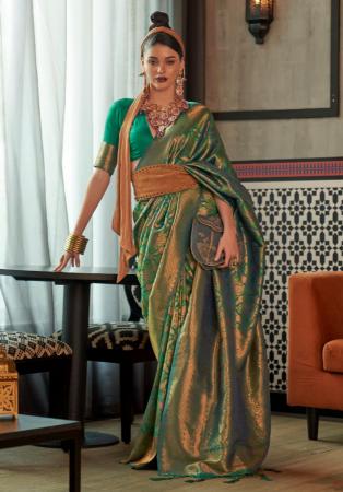 Picture of Marvelous Silk Dark Olive Green Saree