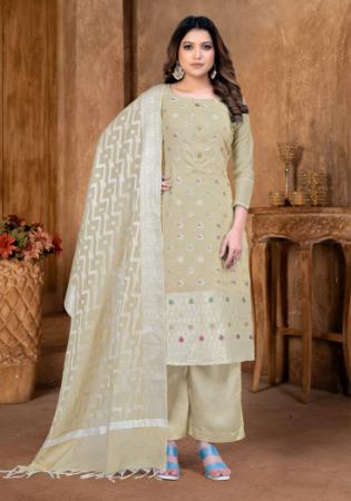 Picture of Classy Silk Tan Straight Cut Salwar Kameez