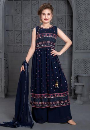 Picture of Grand Georgette Midnight Blue Kids Salwar Kameez