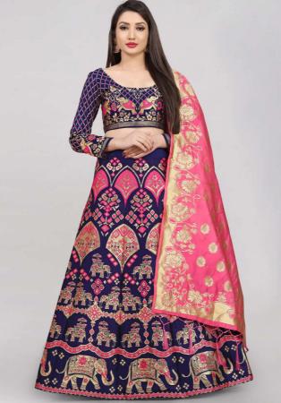 Picture of Splendid Silk Navy Blue Lehenga Choli