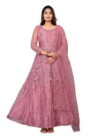 Picture of Pretty Net Rosy Brown Anarkali Salwar Kameez