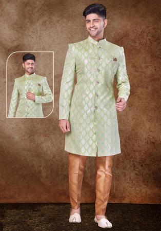 Picture of Ravishing Silk Dark Sea Green Sherwani