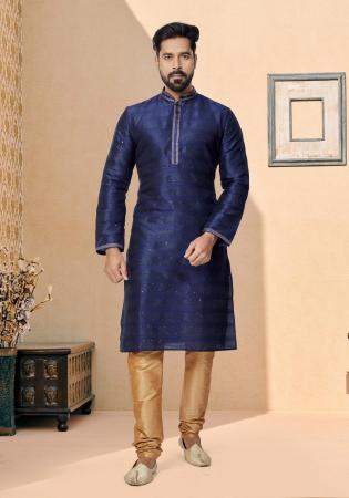 Picture of Fine Silk Navy Blue Kurtas