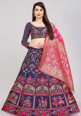 Picture of Ideal Silk Dark Slate Blue Lehenga Choli