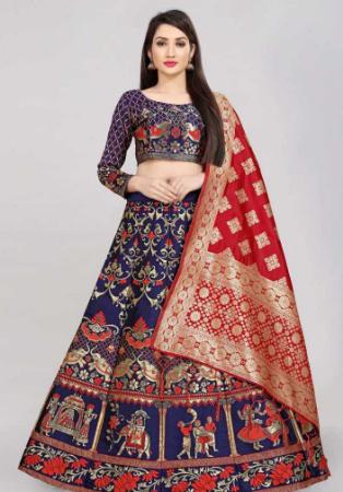 Picture of Amazing Silk Navy Blue Lehenga Choli