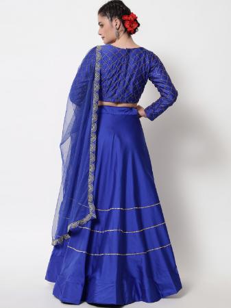 Picture of Stunning Satin Midnight Blue Lehenga Choli