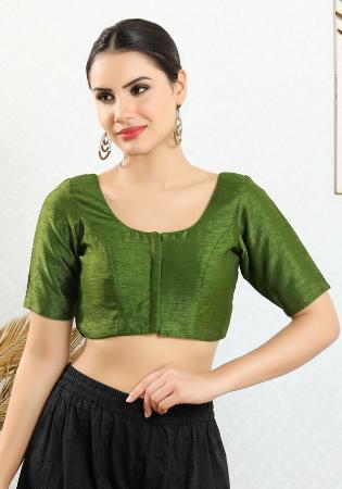 Picture of Enticing Silk Dark Olive Green Designer Blouse