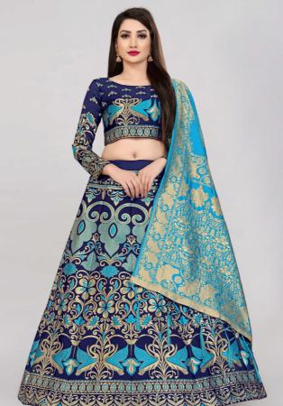 Picture of Charming Silk Navy Blue Lehenga Choli
