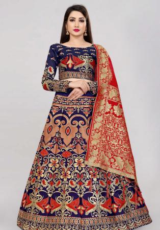 Picture of Elegant Silk Midnight Blue Lehenga Choli
