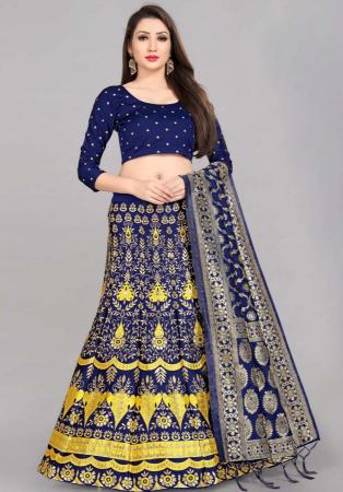 Picture of Elegant Silk Dark Slate Blue Lehenga Choli