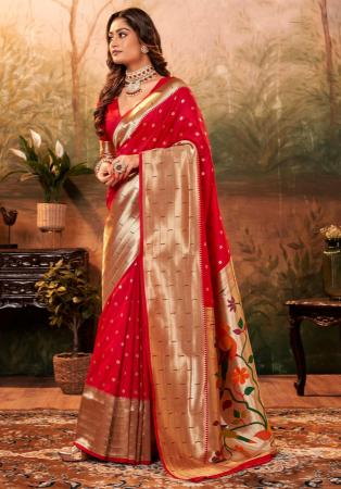 Picture of Bewitching Silk Crimson Saree