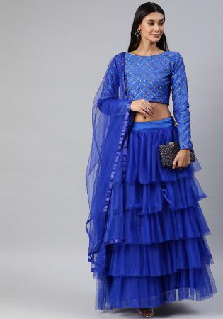 Picture of Sightly Net Navy Blue Lehenga Choli