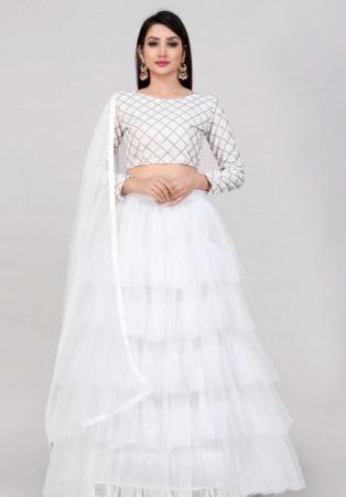 Picture of Ideal Net White Lehenga Choli