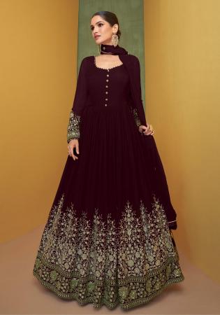 Picture of Elegant Georgette Maroon Anarkali Salwar Kameez