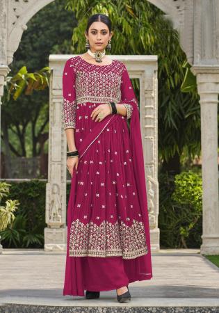 Picture of Amazing Georgette Fire Brick Anarkali Salwar Kameez