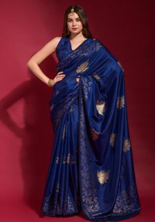 Picture of Nice Georgette & Silk Midnight Blue Saree