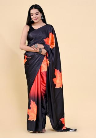 Picture of Sublime Satin & Silk Black Saree