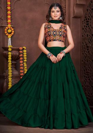Picture of Bewitching Crepe Dark Green Lehenga Choli