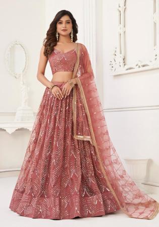 Picture of Charming Crepe Indian Red Lehenga Choli