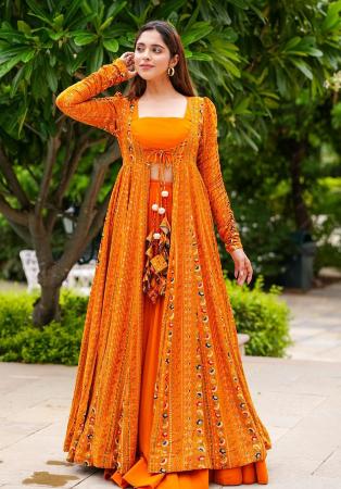 Picture of Georgette Sandy Brown Readymade Salwar Kameez
