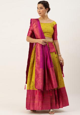 Picture of Gorgeous Silk Golden Rod Lehenga Choli
