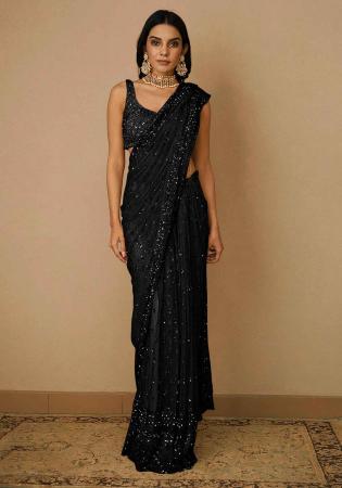 Picture of Appealing Net Black Saree