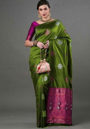 Picture of Beauteous Silk Olive Drab Saree