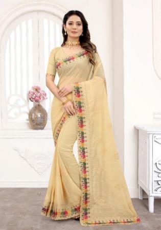 Picture of Ravishing Georgette Pale Golden Rod Saree