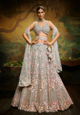 Picture of Georgette & Net Dark Sea Green Lehenga Choli