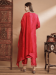 Picture of Magnificent Silk Fire Brick Straight Cut Salwar Kameez