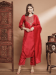 Picture of Magnificent Silk Fire Brick Straight Cut Salwar Kameez