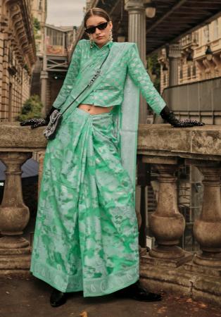 Picture of Nice Organza Dark Sea Green Saree