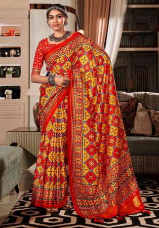 Picture of Bewitching Chiffon & Cotton Crimson Saree