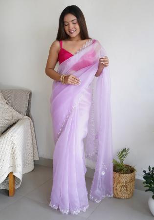 Picture of Exquisite Organza Plum Saree