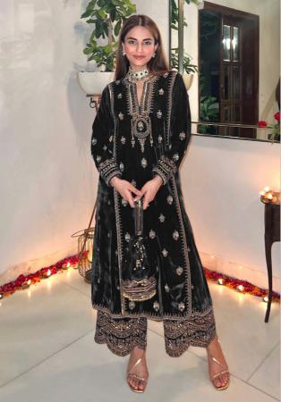 Picture of Appealing Chiffon Black Straight Cut Salwar Kameez