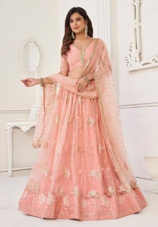Picture of Classy Net Dark Salmon Lehenga Choli