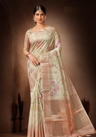 Picture of Appealing Organza Tan Saree