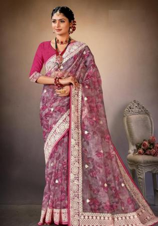 Picture of Marvelous Organza Rosy Brown Saree