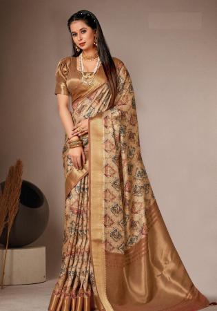 Picture of Fascinating Silk Dark Khaki Saree