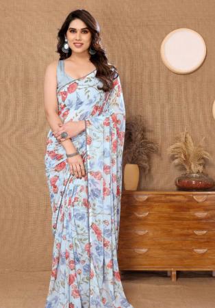 Picture of Splendid Georgette Light Steel Blue Saree